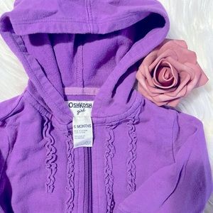 ✨OshKosh 6 Months Ruffle Purple Zip Up Hoodie✨